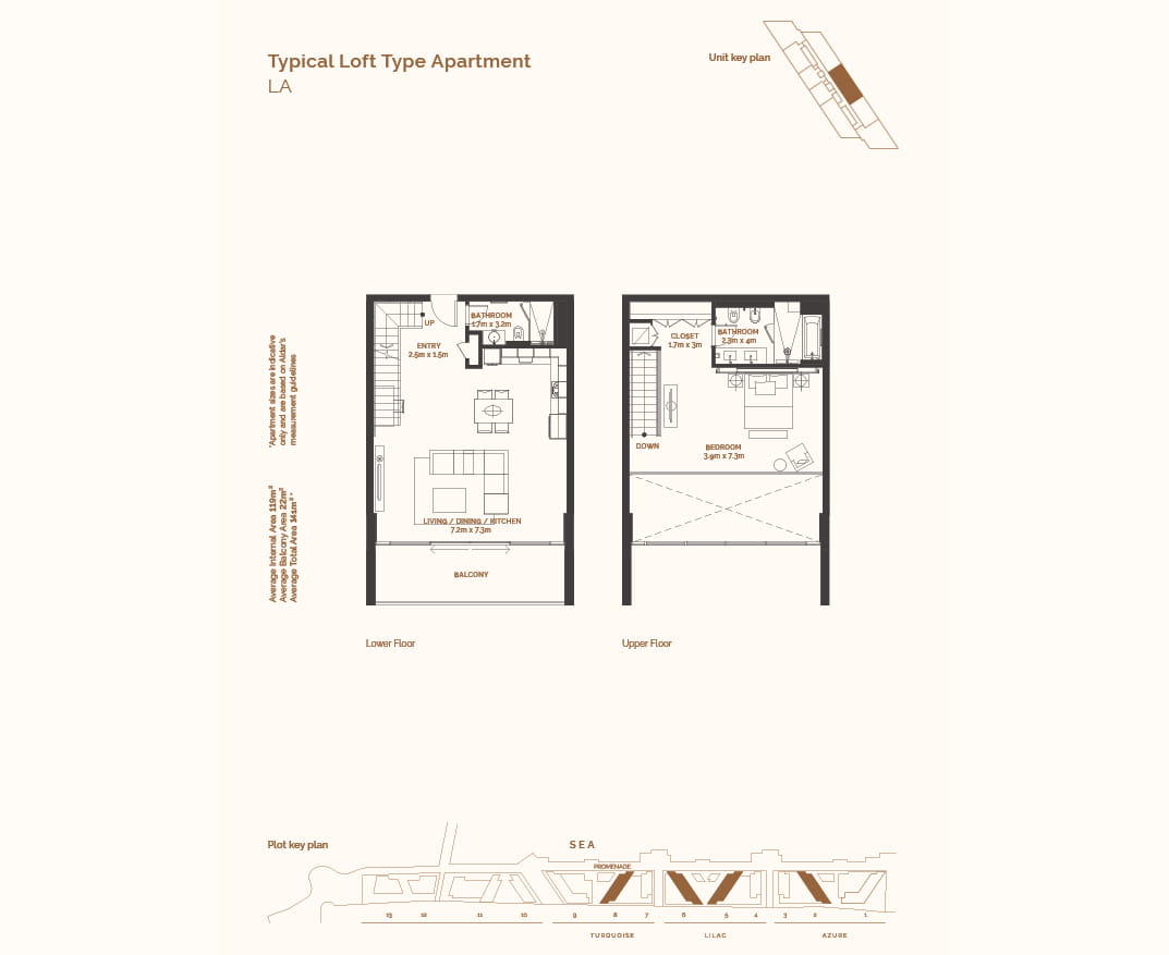 Typical loft type apartment plan in Abu Dhabi