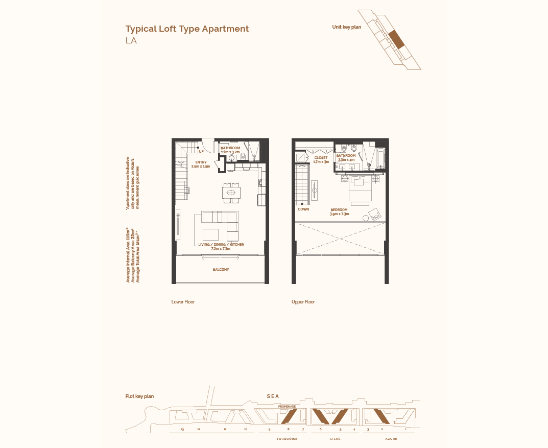 Typical loft type apartment plan in Abu Dhabi