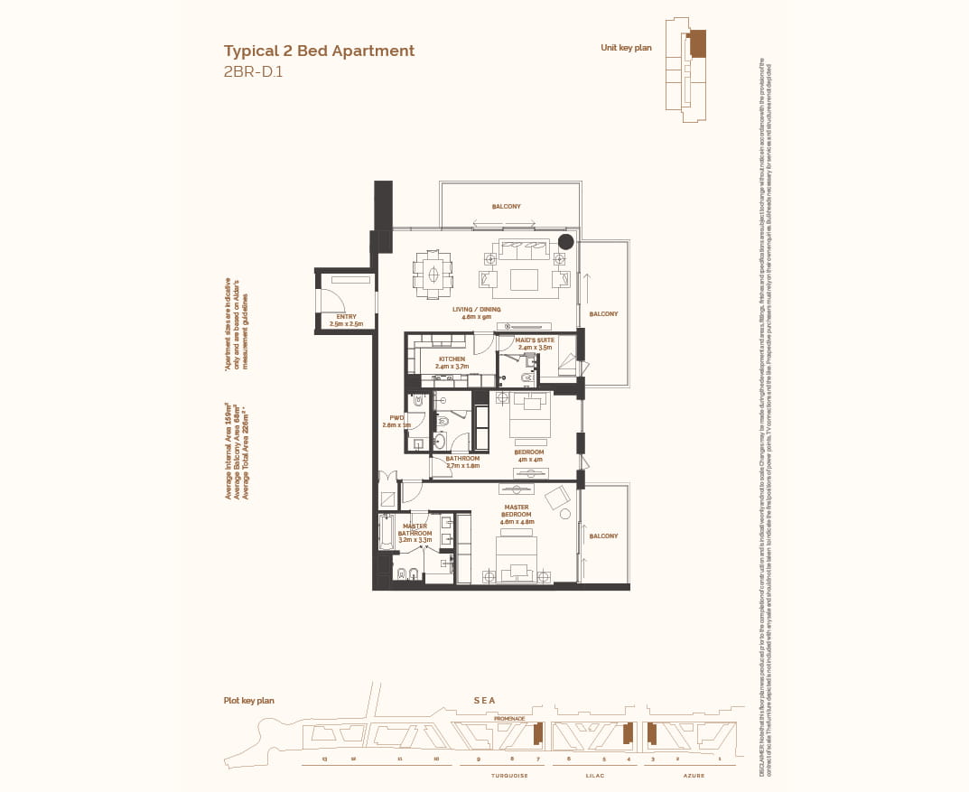 Typical 1 bed room apartment plan in Abu Dhabi