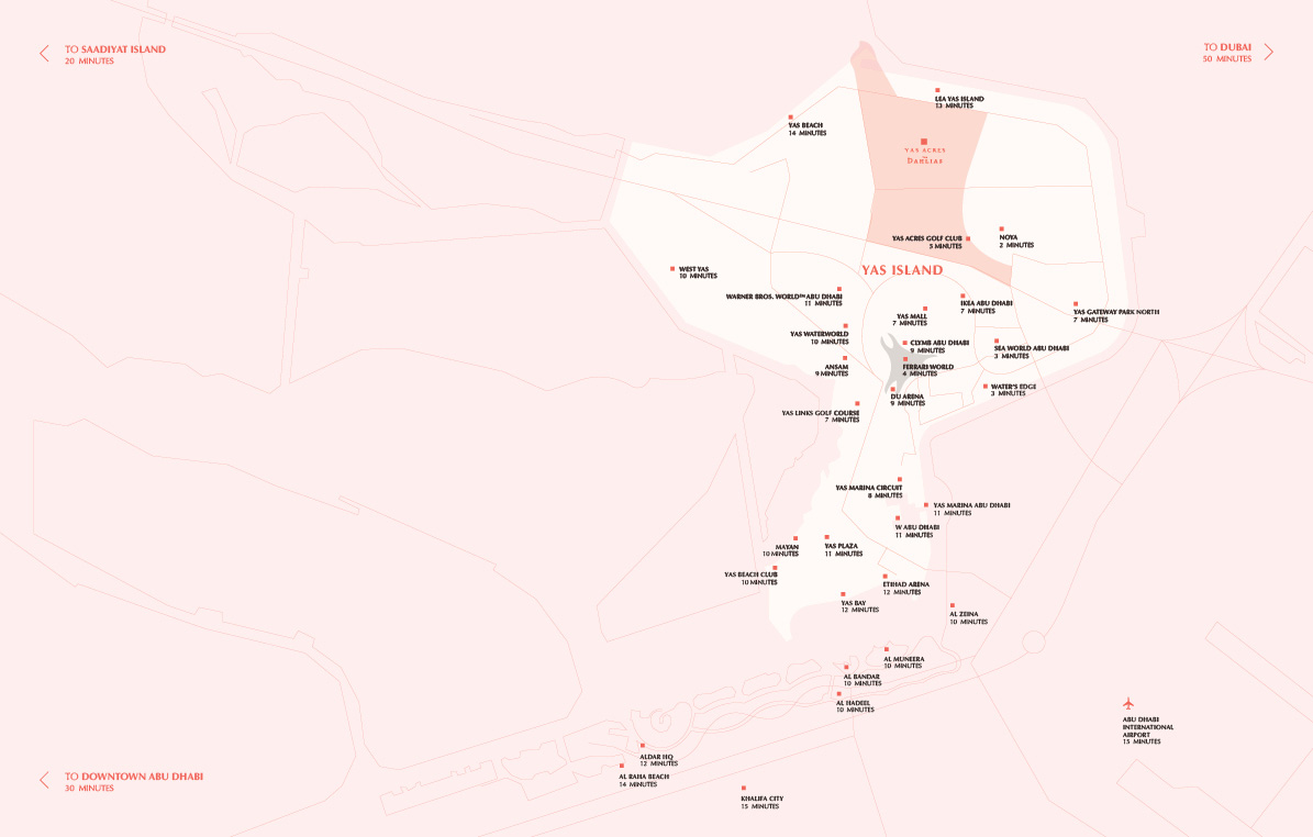 Yas acres dahlias location map